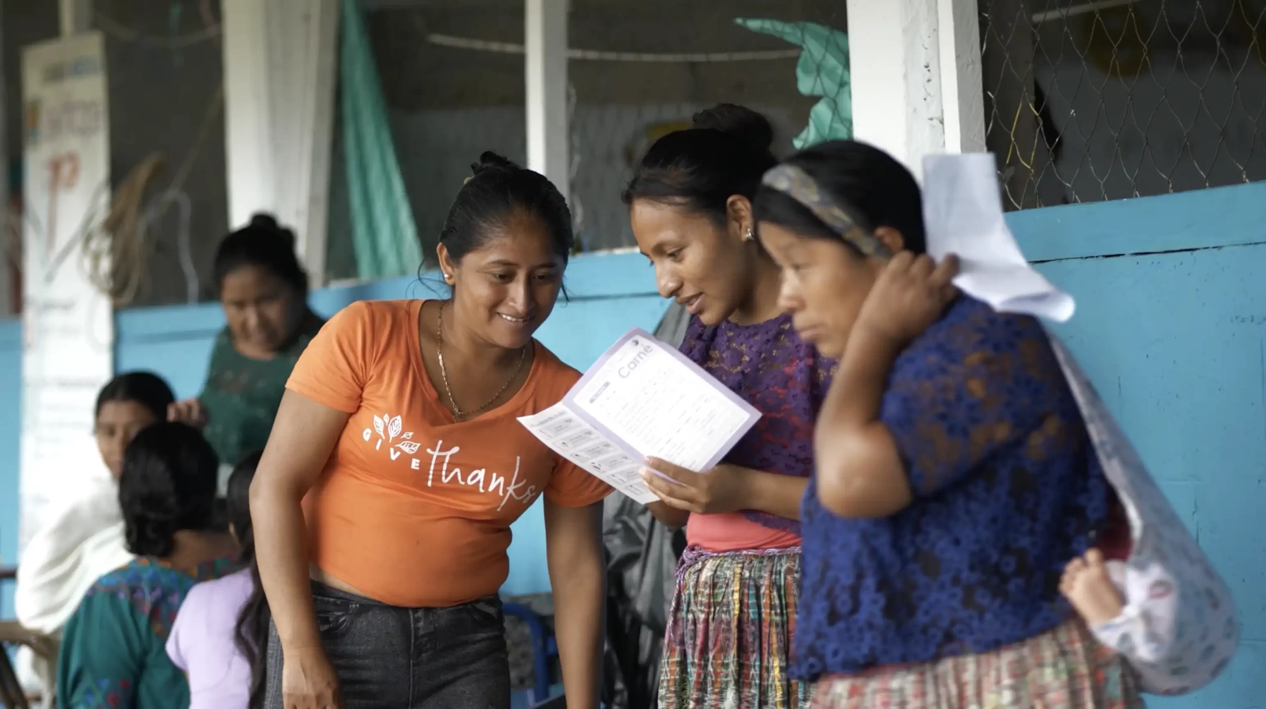 Patients reviewing materials at the cervical cancer clinic